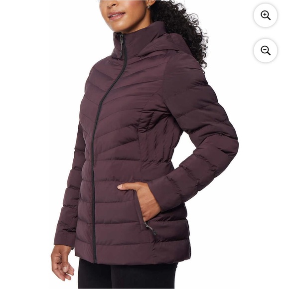 32 Degrees Heat Women's Hooded 4-Way Stretch Jacket Color- Acai Berry size M - Picture 2 of 9